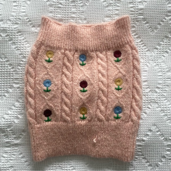 Zara Light Pink Floral Cable Knit Tube Top - Picture 6 of 6